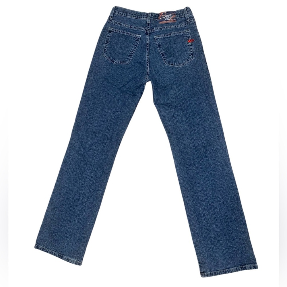 vintage high waisted bootcut dark wash stretchy jeans